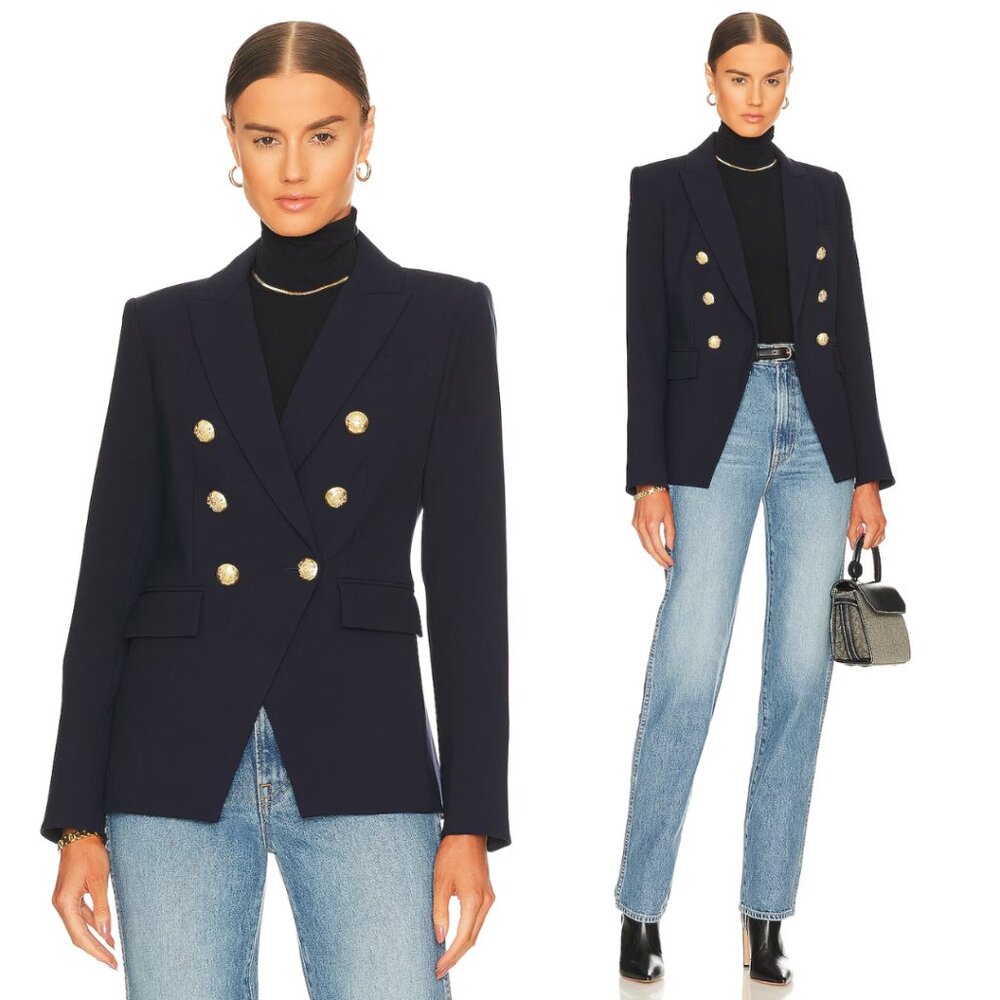 NWT Veronica Beard Miller Blazer Dickey Jacket in Navy Blue Size 24 Lightweight